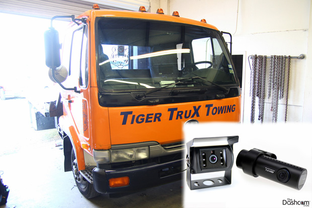 AVIC Tamper-Proof Dual Lens Dash Cam in a Hino 258 J08E Tow Truck