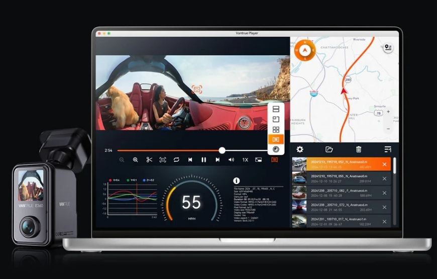 Vantrue E360 Dash Cam | Advanced Media Player