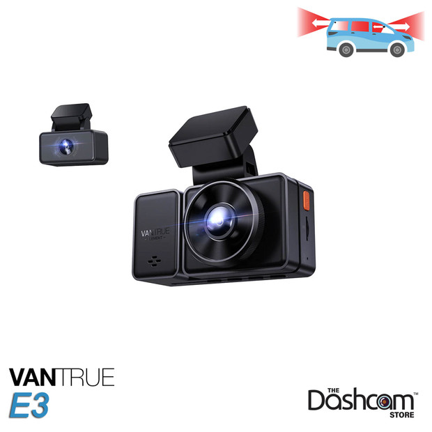 image: The best compact all-in-one dashcam for Uber and Lyft rideshare drivers is the Vantrue E3 front and interior dashcam