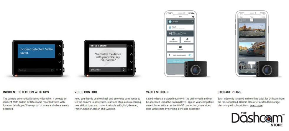 Garmin Dash Cam Compact WiFi w/ 2K GPS & Recording 57 